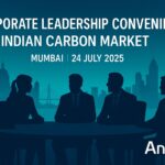 Silhouettes of industry leaders seated around a table against a teal‑blue Mumbai skyline, headline text of the convening and Anaxee logo
