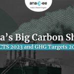 Banner showing industrial chimneys emitting smoke with the title “India’s Big Carbon Shift: CCTS 2023 and GHG Targets 2025,” representing India’s transition towards carbon regulation and emission intensity goals under the new compliance carbon market.