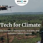 “Anaxee field professional operating a drone and mobile-based dMRV tool to monitor afforestation progress across a green landscape — representing technology-driven carbon project transparency in India.”