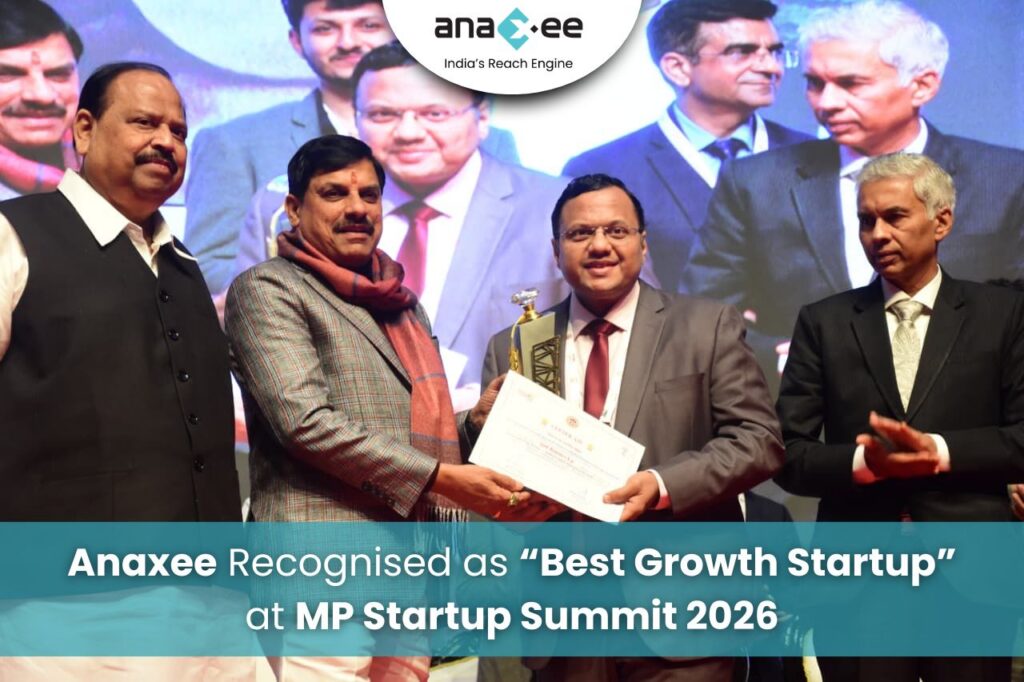 Anaxee Digital Runners receiving Best Growth Startup recognition at MP Startup Summit 2026