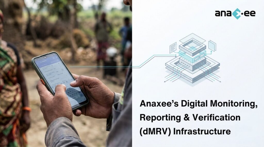 Field-level use of Anaxee’s dMRV system by on-ground teams, illustrating how digital monitoring and verification works in real rural environments.