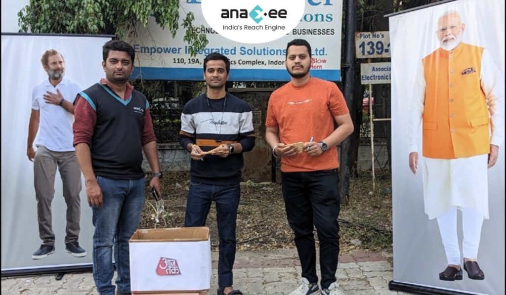 Anaxee field team collecting handwritten postcards and video messages from citizens during a grassroots engagement initiative.