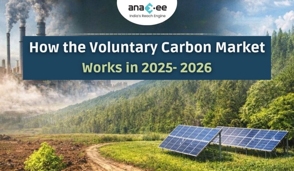 How the voluntary carbon market works in 2025–2026, showing the transition from industrial emissions to nature-based and renewable climate solutions