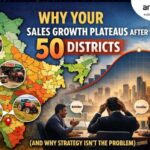 Sales growth plateau after 50 districts in India showing uneven retail coverage, distributor dependence, and execution breakdown across regions