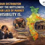 Visual showing that sales bottlenecks come from lack of market visibility rather than distributor performance, highlighting untapped retailers across India