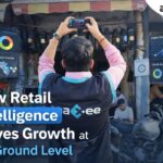 Anaxee Digital Runner capturing real-time retail data at a local tyre repair shop, with dashboard overlays showing retail intelligence metrics and outlet insights.