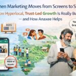 Hyperlocal marketing illustration showing farmers and local communities building brand trust through conversations instead of Google and Meta ads