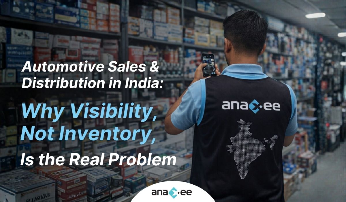 Automotive retail store in India with field agent capturing data showing why visibility not inventory is the real problem in automotive distribution