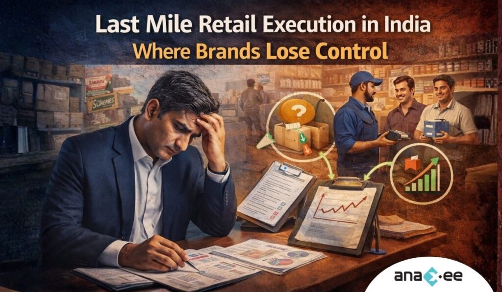 Infographic showing how brands lose control at the last mile in India across pricing, visibility, and product recommendations, highlighting key retail execution gaps.