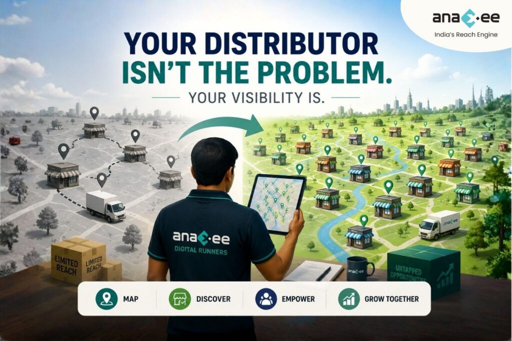 Anaxee Digital Runner using retail mapping data to uncover untapped retailers beyond a distributor's existing network, showing market visibility and expansion opportunities.