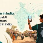 Anaxee Digital Runner capturing data on a smartphone in an Indian market street, with data points spreading across a map of India