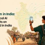 Anaxee Digital Runner capturing data on a smartphone in an Indian market street, with data points spreading across a map of India