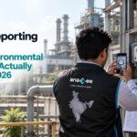 BRSR environmental data infographic showing four core areas—GHG emissions, water, energy and waste—and the need for accurate, traceable and audit-ready data.
