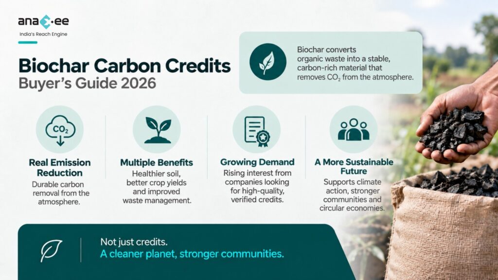 Biochar carbon credit benefits including durable carbon removal, healthier soil, growing demand for verified credits, and stronger climate and community outcomes.