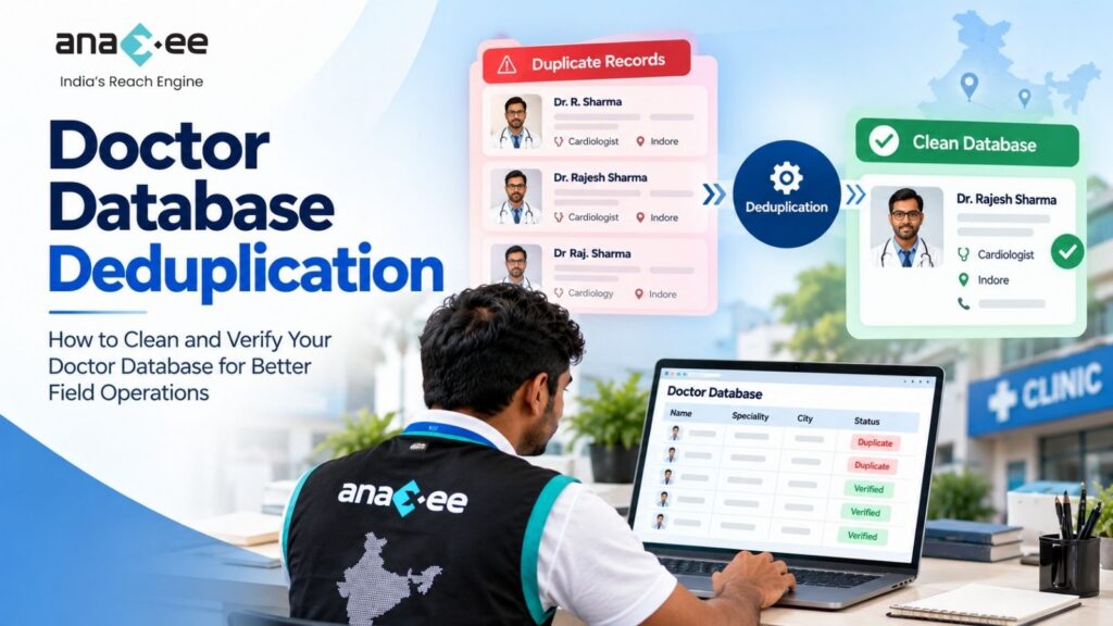 Anaxee Digital Runner reviews a doctor database to identify duplicate records and consolidate matching entries into a clean, verified database.