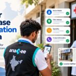 An Anaxee Digital Runner verifies a doctor's details, clinic address, specialty and contact information during a field visit in India.