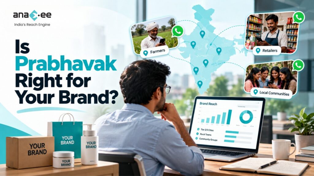 Prabhavak marketing for brands in India, showing trusted local networks, WhatsApp recommendations, Tier 2 and Tier 3 markets, and measurable brand reach.