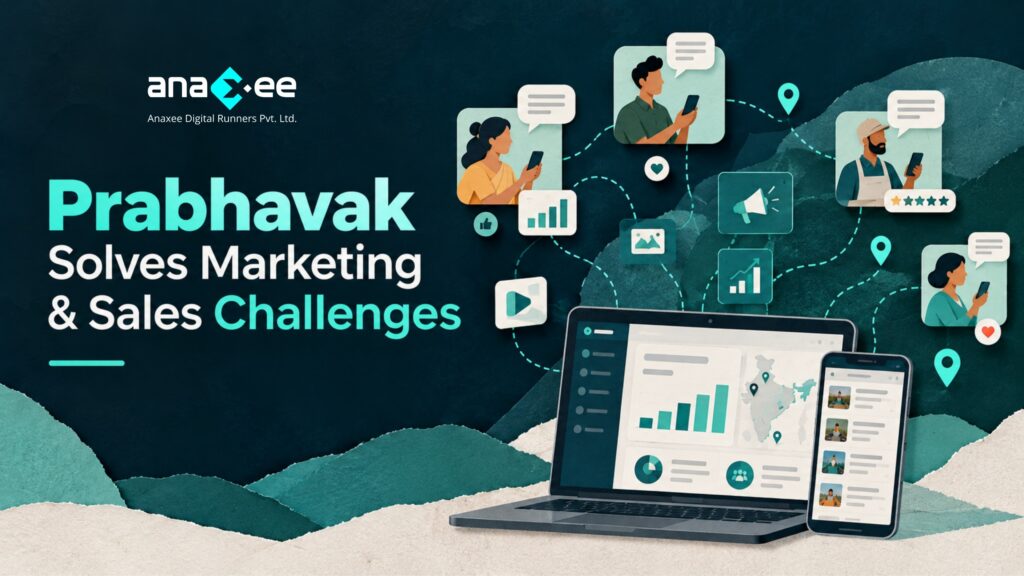 Prabhavak marketing by Anaxee, showing trusted local voices, digital networks and campaign analytics to help brands address marketing reach, sales conversion and last-mile engagement challenges.